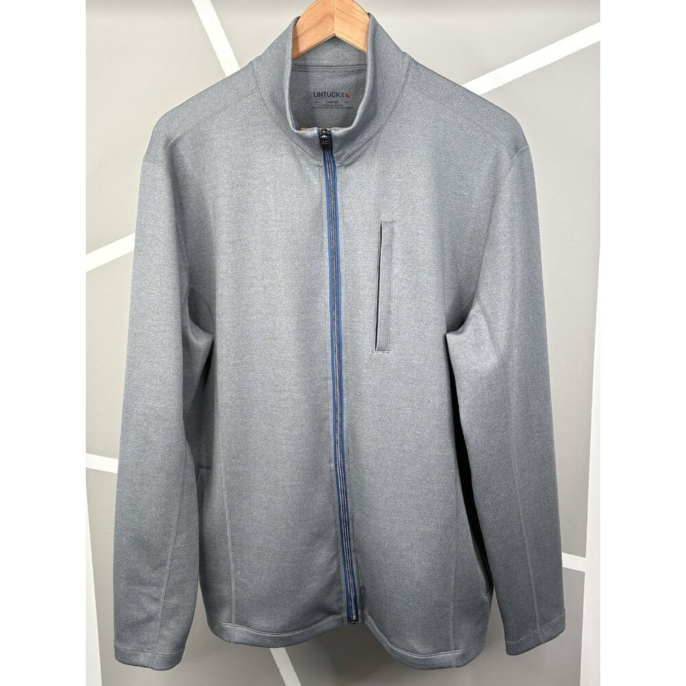 Untuckit Dashwood Full Zip Men’s Large Grey Stretch Performance Jacket Golf